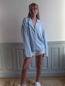Online Djerf Avenue Go Slow PJ Shirt Blue