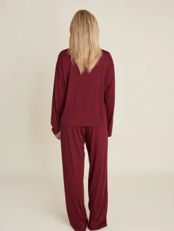 Outlet Djerf Avenue Go Slow PJ Shirt Burgundy
