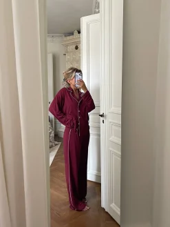 Outlet Djerf Avenue Go Slow PJ Shirt Burgundy