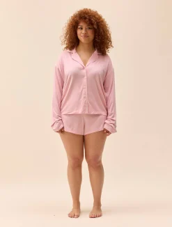 Sale Djerf Avenue Go Slow PJ Shirt Pink/White