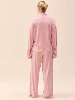 Sale Djerf Avenue Go Slow PJ Shirt Pink/White