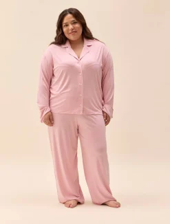 Sale Djerf Avenue Go Slow PJ Shirt Pink/White