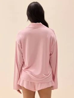 Sale Djerf Avenue Go Slow PJ Shirt Pink/White