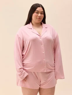 Sale Djerf Avenue Go Slow PJ Shirt Pink/White