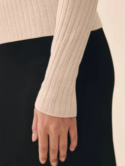 New Djerf Avenue Knitted Long Sleeve Top Taupe