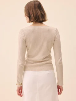 New Djerf Avenue Knitted Long Sleeve Top Taupe