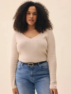 New Djerf Avenue Knitted Long Sleeve Top Taupe