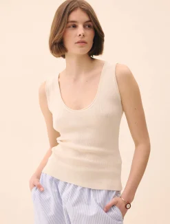 Online Djerf Avenue Knitted Tank Top Ivory