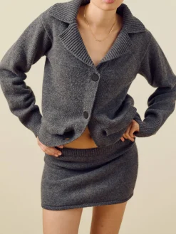 Outlet Djerf Avenue Knitted Wool Jacket Charcoal