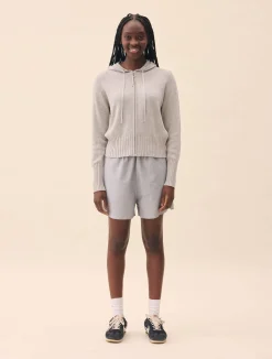 Online Djerf Avenue Knitted Zip Hoodie Light Grey