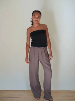 New Djerf Avenue Linen Pants Brown