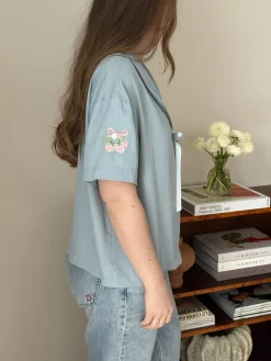 Outlet Djerf Avenue Loves Me Knot Top Dove Blue
