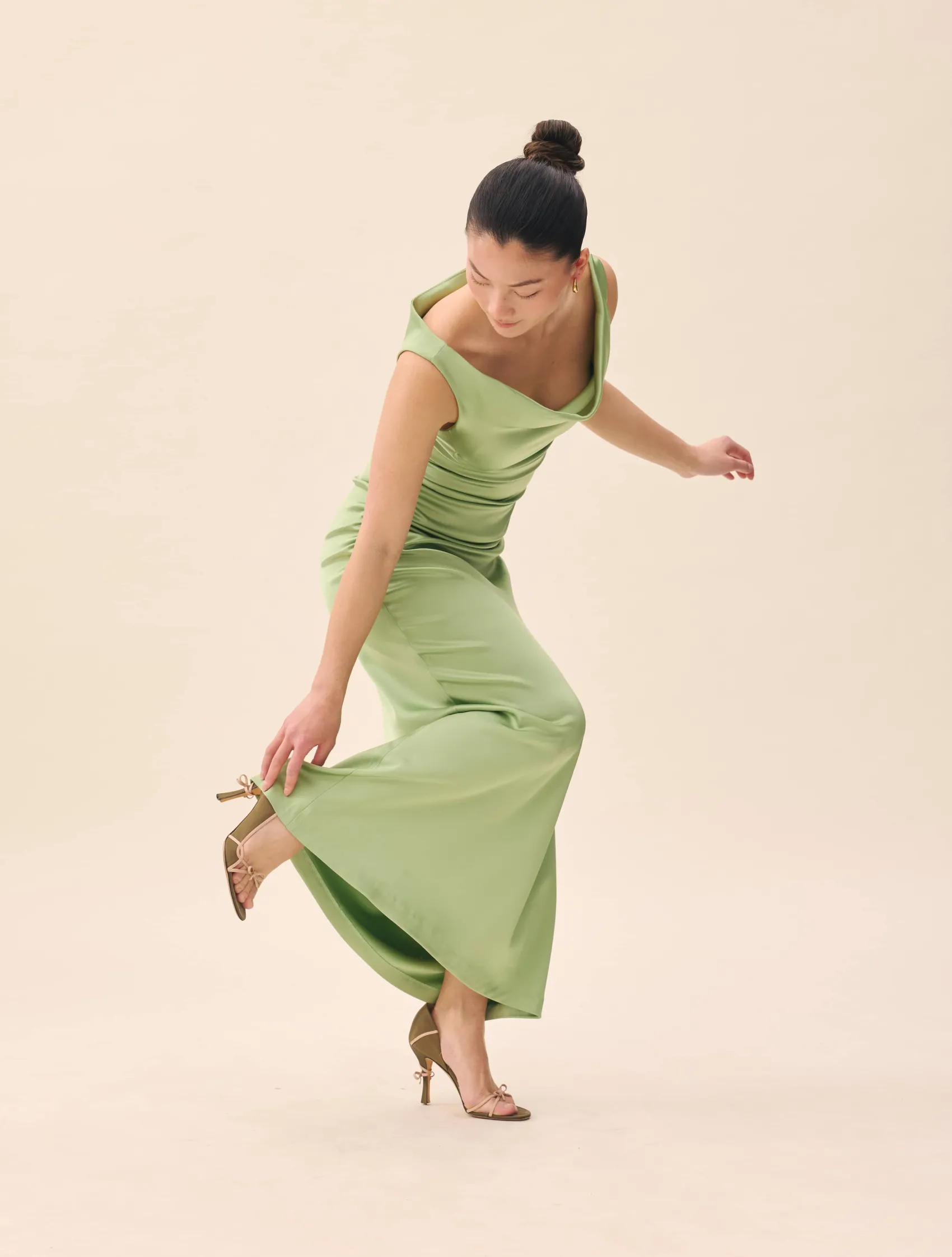 Djerf Avenue Occasion Satin Dress Pistachio