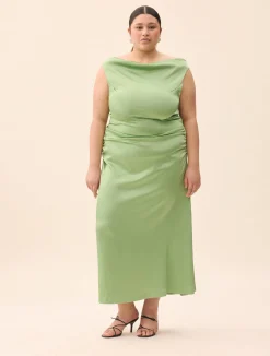 Djerf Avenue Occasion Satin Dress Pistachio