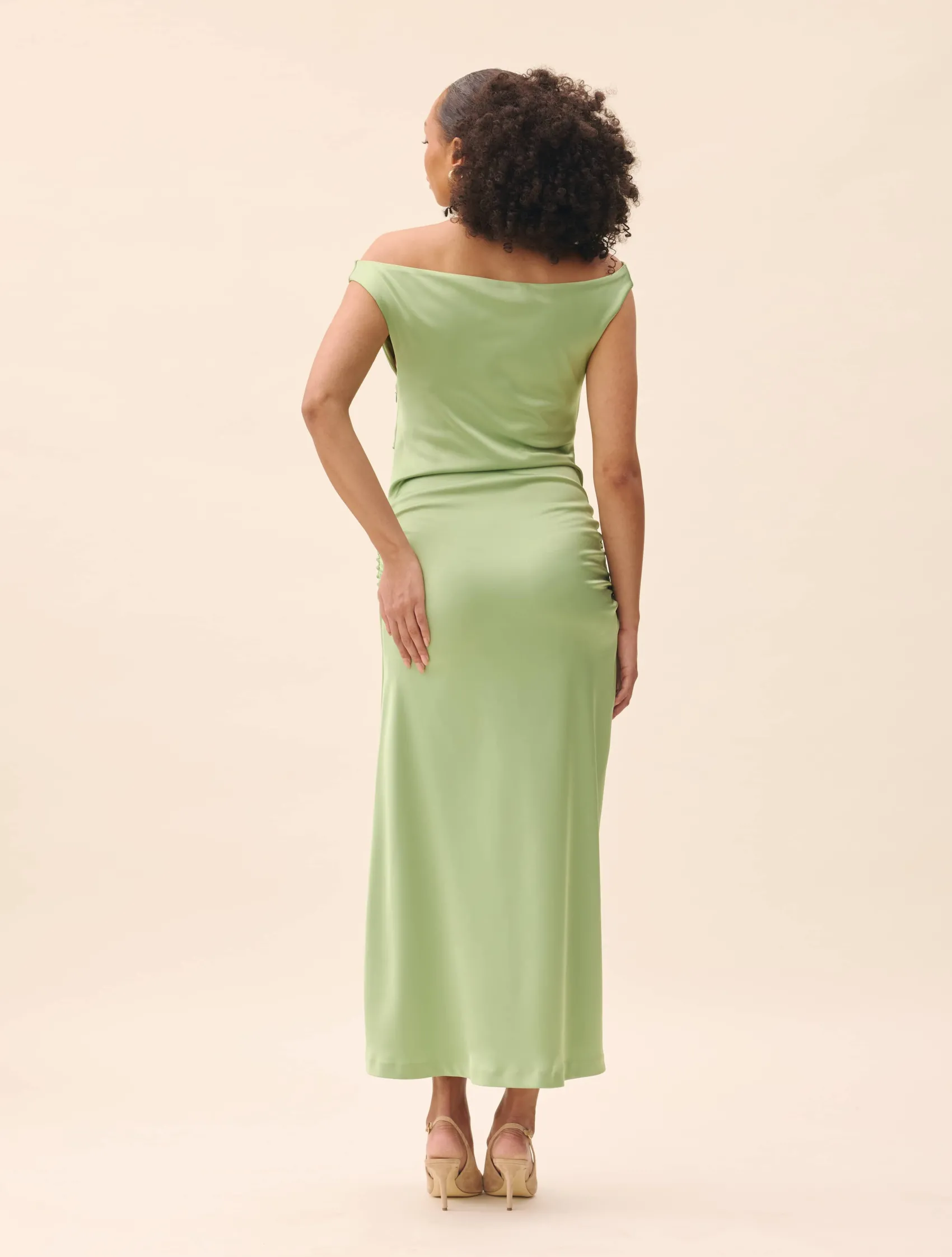 Djerf Avenue Occasion Satin Dress Pistachio