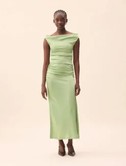 Djerf Avenue Occasion Satin Dress Pistachio