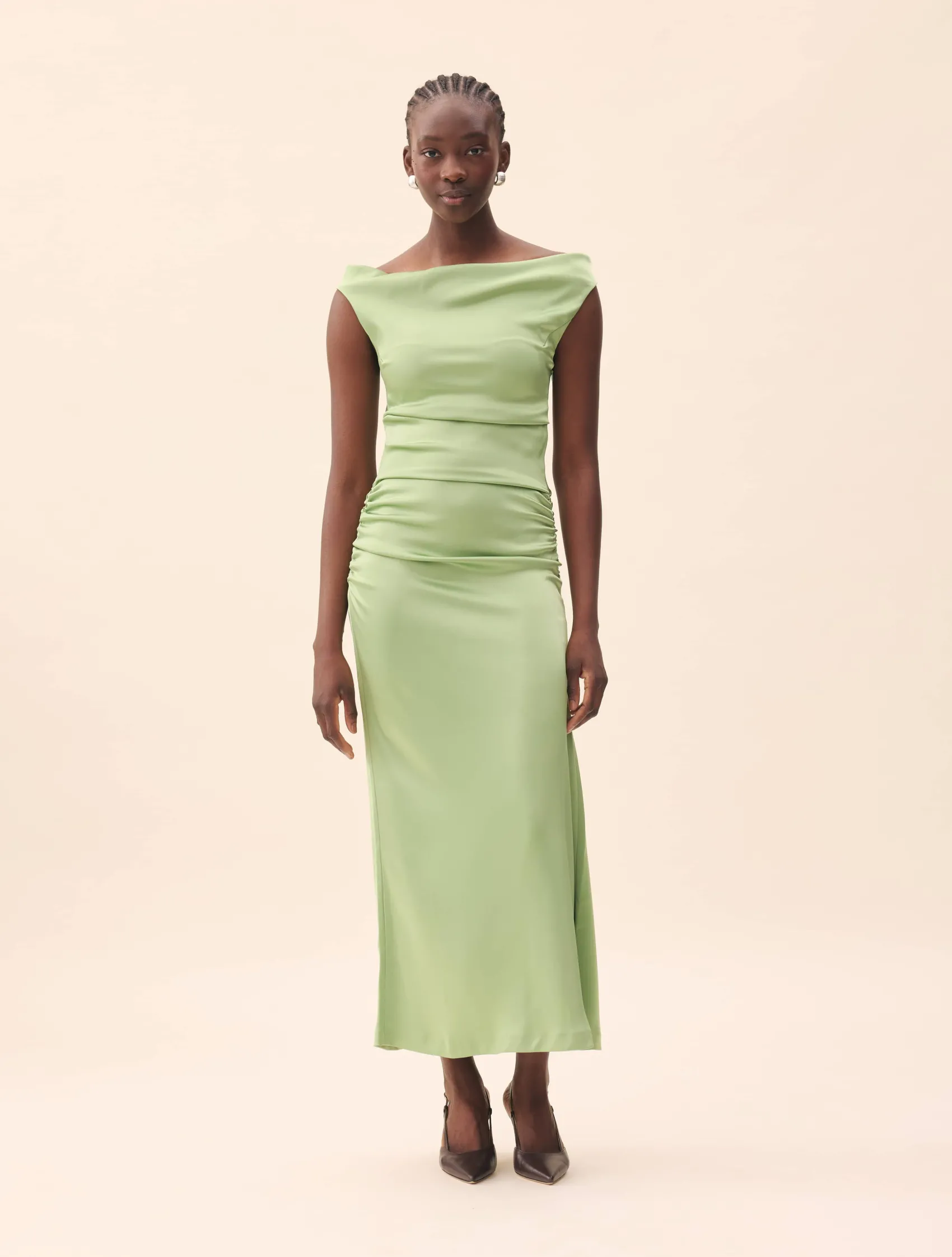 Djerf Avenue Occasion Satin Dress Pistachio