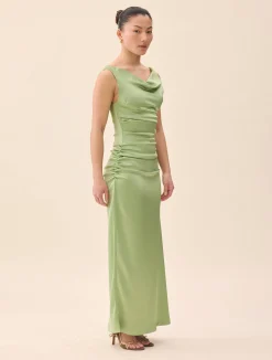 Djerf Avenue Occasion Satin Dress Pistachio