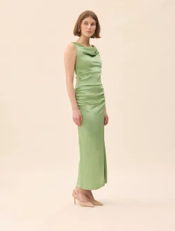 Djerf Avenue Occasion Satin Dress Pistachio