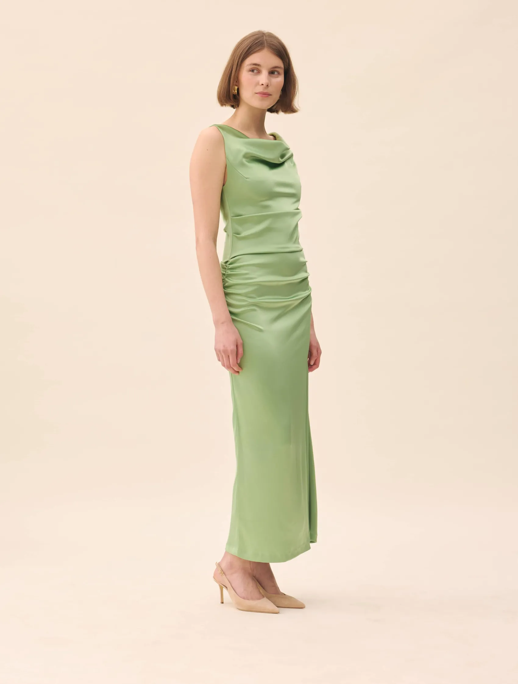 Djerf Avenue Occasion Satin Dress Pistachio