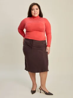 Djerf Avenue Occasion Turtleneck Top Red