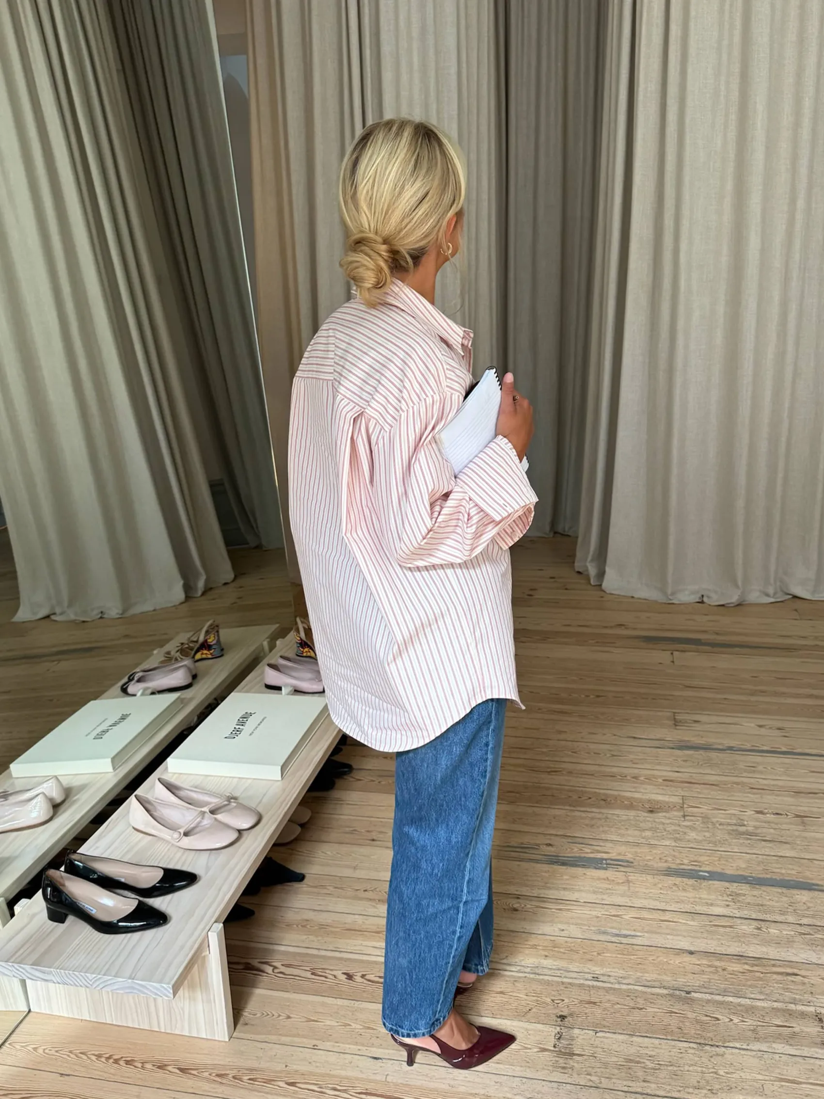 New Djerf Avenue Poplin Classic Shirt Pink Stripe