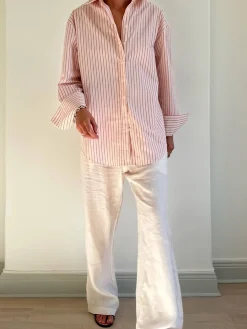 New Djerf Avenue Poplin Classic Shirt Pink Stripe