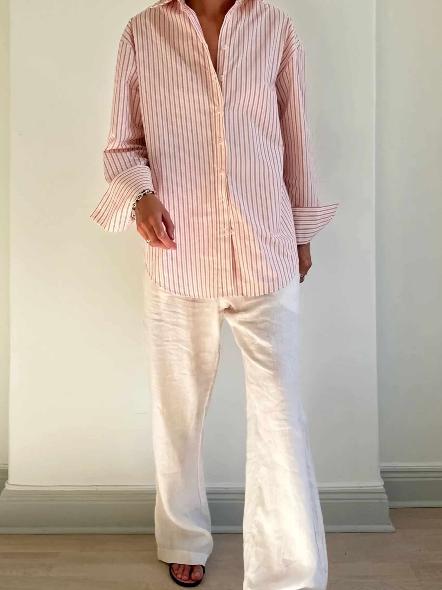 New Djerf Avenue Poplin Classic Shirt Pink Stripe