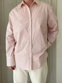 New Djerf Avenue Poplin Classic Shirt Pink Stripe
