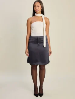Best Djerf Avenue Satin A-lined Skirt Anthracite