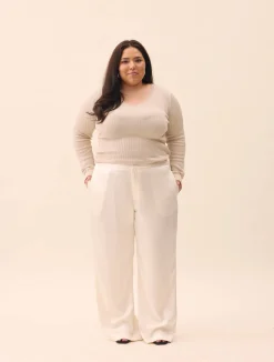New Djerf Avenue Satin Pants Ivory