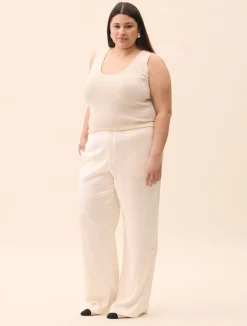 New Djerf Avenue Satin Pants Ivory