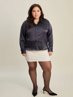 Clearance Djerf Avenue Satin Shirt Anthracite