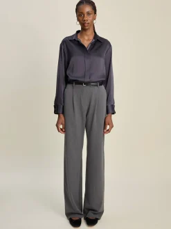 Clearance Djerf Avenue Satin Shirt Anthracite
