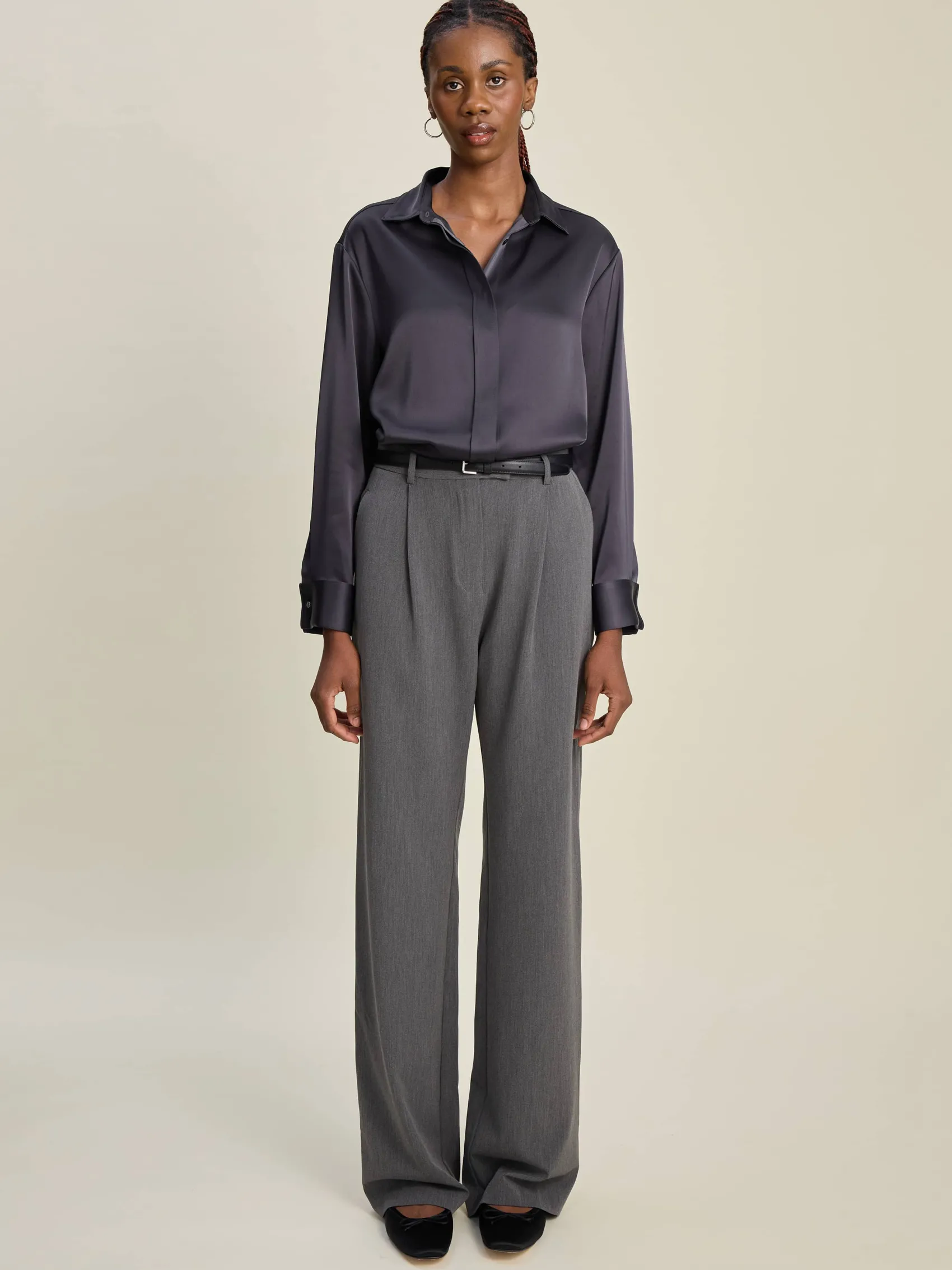 Clearance Djerf Avenue Satin Shirt Anthracite