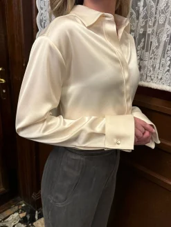 Discount Djerf Avenue Satin Shirt Ivory