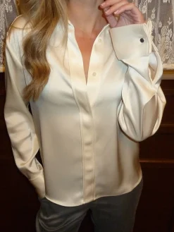 Discount Djerf Avenue Satin Shirt Ivory