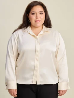 Discount Djerf Avenue Satin Shirt Ivory