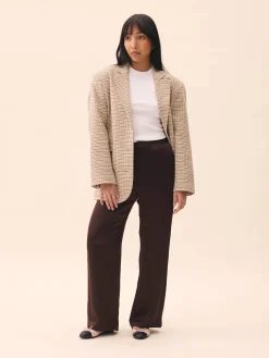 Discount Djerf Avenue Satin Viscose Pants Dark mocha