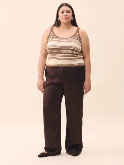 Discount Djerf Avenue Satin Viscose Pants Dark mocha