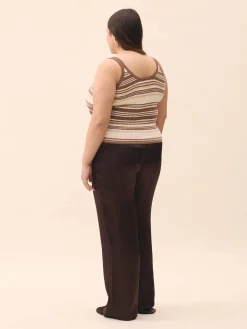 Discount Djerf Avenue Satin Viscose Pants Dark mocha