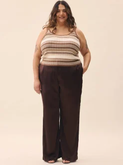 Discount Djerf Avenue Satin Viscose Pants Dark mocha