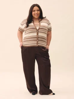 Discount Djerf Avenue Satin Viscose Pants Dark mocha