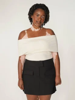 New Djerf Avenue Selenite Off Shoulder Top Cream