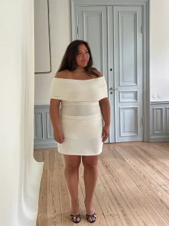 New Djerf Avenue Selenite Off Shoulder Top Cream
