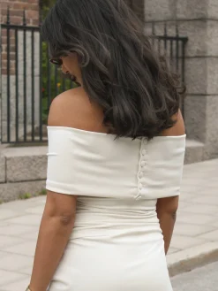 New Djerf Avenue Selenite Off Shoulder Top Cream