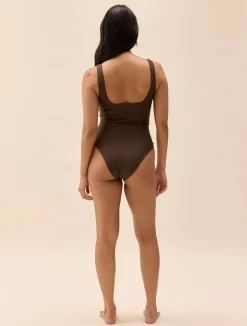 Discount Djerf Avenue Square Neck Swimsuit Cocoa