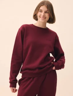 Sale Djerf Avenue Staple Sweatshirt Burgundy