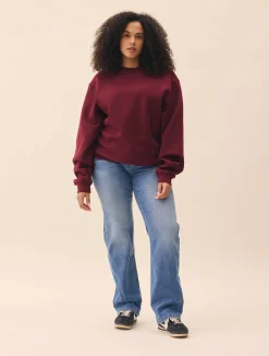 Sale Djerf Avenue Staple Sweatshirt Burgundy