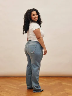 Outlet Djerf Avenue Straight Jeans Mid Blue